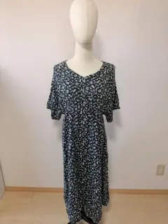 earth music&ecology 花柄ロングワンピース 半袖 フリーサイズ