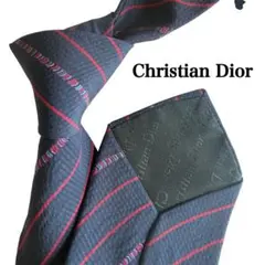 Christian Dior ディオール　ネクタイ ネイビー ボルドーストライプ