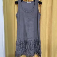 SCOT CLUB フリンジノースリーブミニワンピース　茶系　フェイクスエード