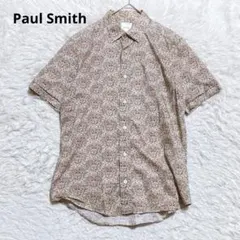 希少✨ポールスミス　半袖シャツ　花柄　ドレスシャツ　現行　袖口ティアード　L