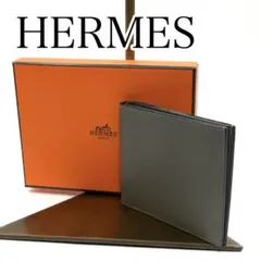 未使用級　HERMES 二つ折り財布 グレー レザー　シチズン　コンパクトのサムネイル