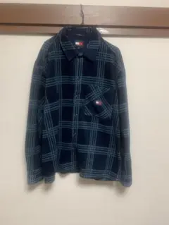 TOMMY JEANS OVERSHIRT M ネイビー/グリーンチェック