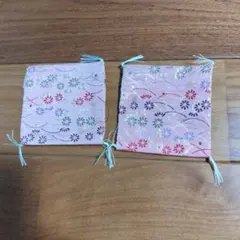 和風　花柄ピンク布製コースター2枚セット