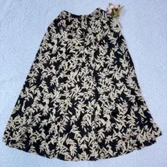 Auie F リーフ マーメイドスカート ブラック 黒 ベージュ 総柄 Mサイズ