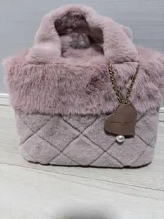 キルティングファーバッグ　ピンク