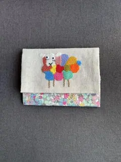 ダーニング刺繍ポケットティッシュケース　ハンドメイド