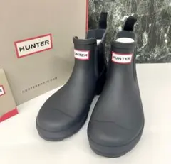 美品⭐︎HUNTER ブラック レインブーツ サイドゴア 長靴 24cm - メルカリ