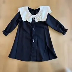 黒い大きな襟付きワンピース 2-3歳