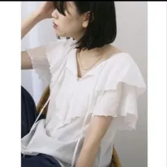 サマンサモスモス ブルー Samansa Mos2 blue ◎フリルブラウスのサムネイル