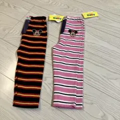 新品ミッキー・ミニー刺繍レギンス2点セット 90cm