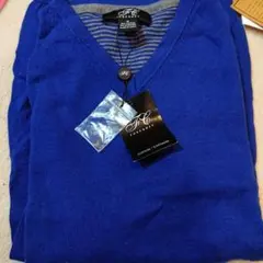 コットンカシミヤ FOXCROFT 青 M ニット・セーター