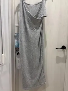 SHEIN グレー ノースリーブ ロングワンピース L スリット　マタニティ