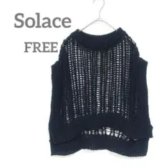 ソレース　ノースリーブ　FREE ブラック　透かし編み　メッシュ編み　おしゃれ