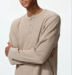 UNIQLO ヘンリーネック 長袖カットソー XL ベージュ