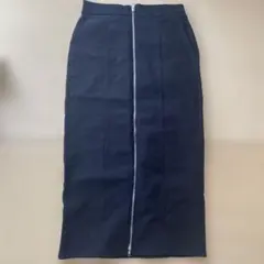 裏フリースフロントジップスカート ブラック　XL