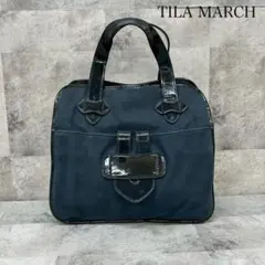 TILA MARCH ハンドバッグ　ネイビー　エナメル　キャンバス地 RG248