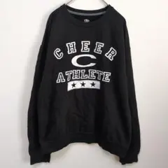 ATHLETIC【M】スウェット トレーナー ブラック カレッジ風 ロゴ 黒