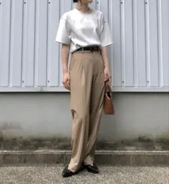 美品 ユニクロ タック ワイドパンツ 洗える オフィス 通勤 ゆったり Lサイズ