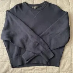 【美品】UNIQLOスムースコットンクルーネックセーター　Sサイズ　69ネイビー