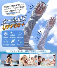 アームカバーUV腕カバーUPF50+率99%以上 冷感  紫外線対策 色ブラック