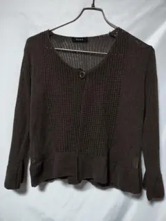 Rise ブラウン メッシュニットカーディガン 羽織り　フリーサイズ