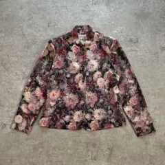 【新品タグ付き】 80s 総柄ブラウス 花柄 レトロ古着 華やか エレガント