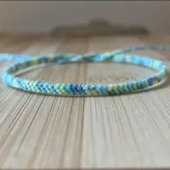 アンクレット ブレスレット　ミサンガ 水色、黄色、黄緑　ブルー系　ハンドメイド