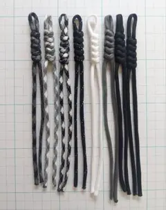 ６　パラコード　パーツ　8本セット　【ハンドメイド】　モノクロ　黒　白　グレー