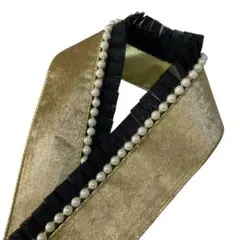 重ね衿　伊達襟　飾り襟　パール　フリル　ブラック　ベージュゴールド　和装小物