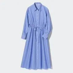 UNIQLO コットンロングシャツワンピース／Mサイズ