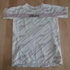 ATHLETA ストライプシャツ ホワイト/ピンク 140