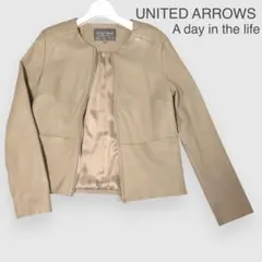 a day in the life 羊革 レザー ノーカラージャケット 38