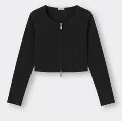 新品タグ付　GU　リブダブルジップカーディガン　黒　3XL