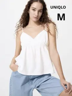 試着のみ UNIQLO ギャザーキャミソール ホワイト M