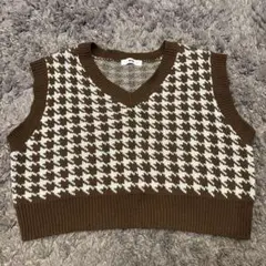 WEGO ハウンドトゥース ニットベスト Fサイズ