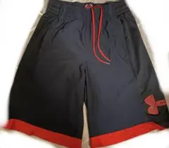 UNDER ARMOUR バスケットボールパンツ ネイビー/レッド　M