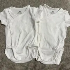 H&M ホワイト ボディスーツ 2枚セット 60(2-4m)サイズ