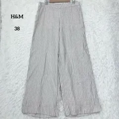 【タグ付き】H&M ストライプ ワイドパンツ 38 薄手 ポケット付き