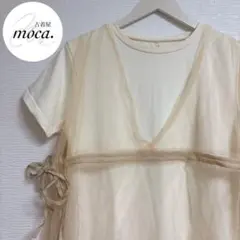 古着 レディース Tシャツワンピース 半袖 サイドリボン Bab アイボリー