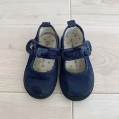BEBE べべ　リボン付きフォーマルシューズ　ネイビー　紺　15cm