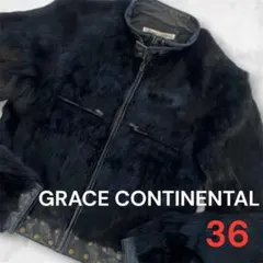 ❤️GRACE CONTINENTAL ファーライダースジャケット ラビット 黒Sのサムネイル