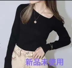 【新品】(アシニB)BONJOUR SAGAN アシンメトリーネックリブニット