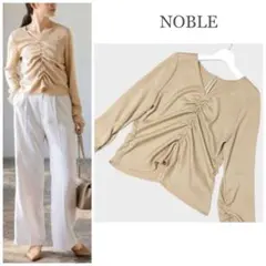 2022 NOBLE 洗える ギャザーVネックブラウス F 日本製 トップス
