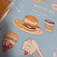 50×100　いーすとけん　犬　水色　オックス　生地　はぎれ