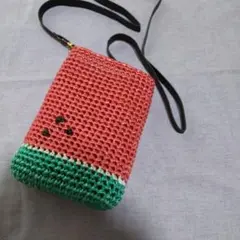 すいか　スマホショルダー　手編み