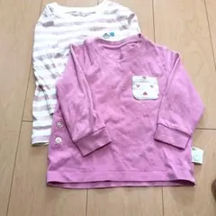 ピンクポケット付き長袖Tシャツセット 90