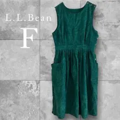L.L.Bean グリーン ノースリーブ ワンピース コーデュロイ生地 Fのサムネイル