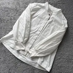 袖リブノーカラー長袖シャツオフ白M 新品
