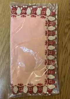 【新品・未使用】近沢レース　ハンカチ　ケチャマヨ　サーモンピンク