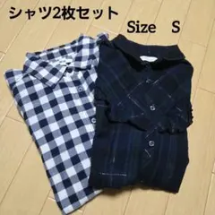 【ユニクロ】他　チェックシャツ　2枚【Sサイズ】ネイビー　キッズ